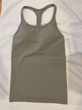 Athleta Neutral Ribbed Racerback Tank with built in bra XS